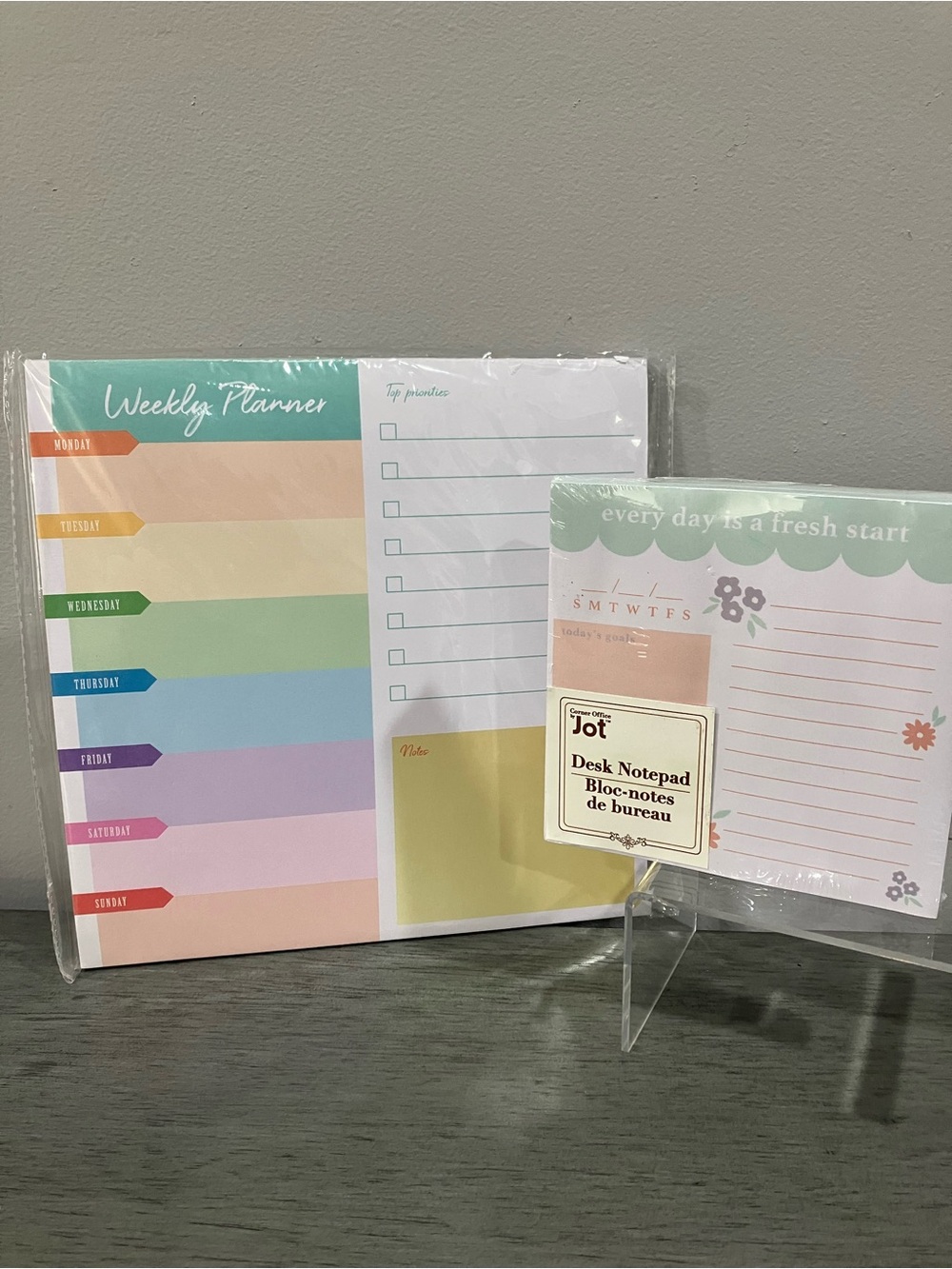 Weekly Planner & Desk Notepad Set - Pastel Rainbow